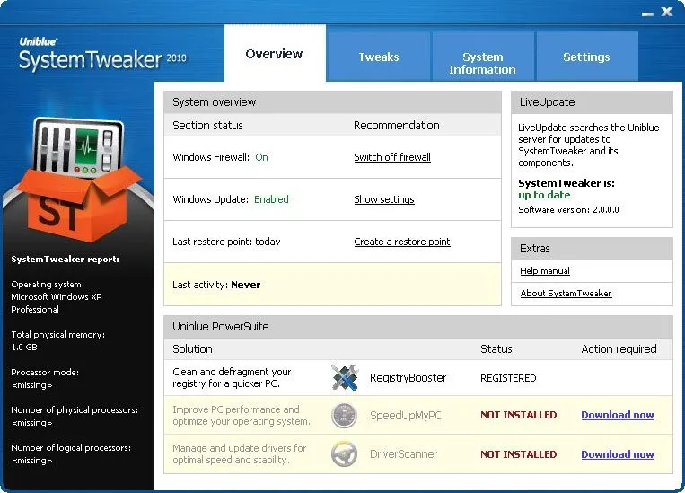 Uniblue Systemtweaker Free