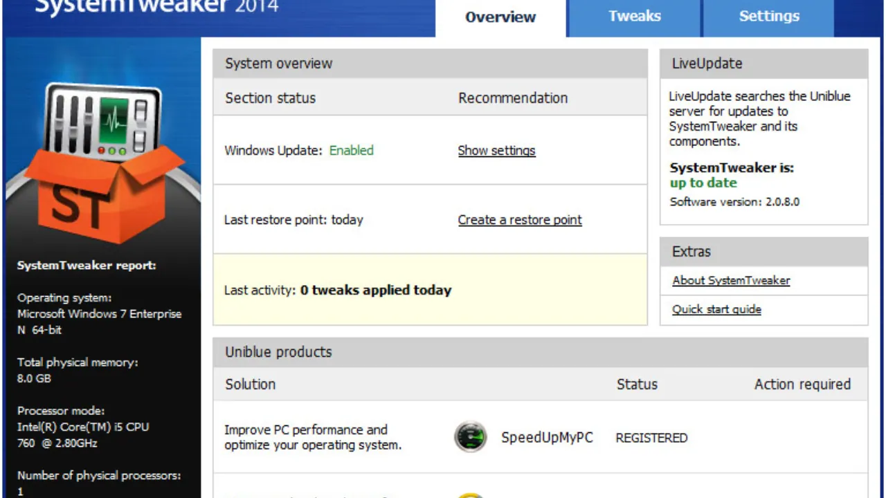 Uniblue SystemTweaker Download 